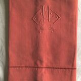 Drap Ancien En Lin Et Coton Rouge Chianti