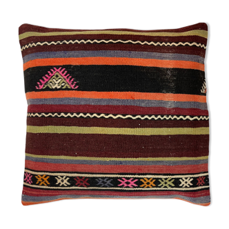 Vintage turkish kilim cushion cover, 60x60 cm