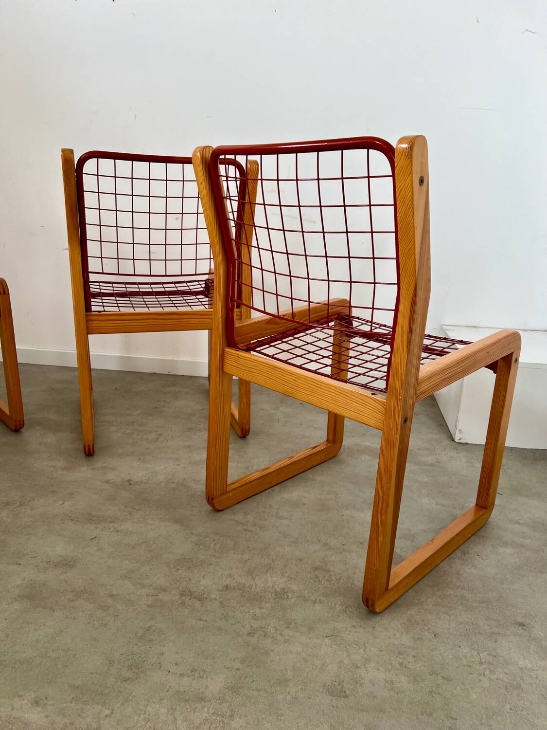 Lot 4 chaises  design Knut et Marianne Hagberg pour Ikea 1982 vintage métal et bois