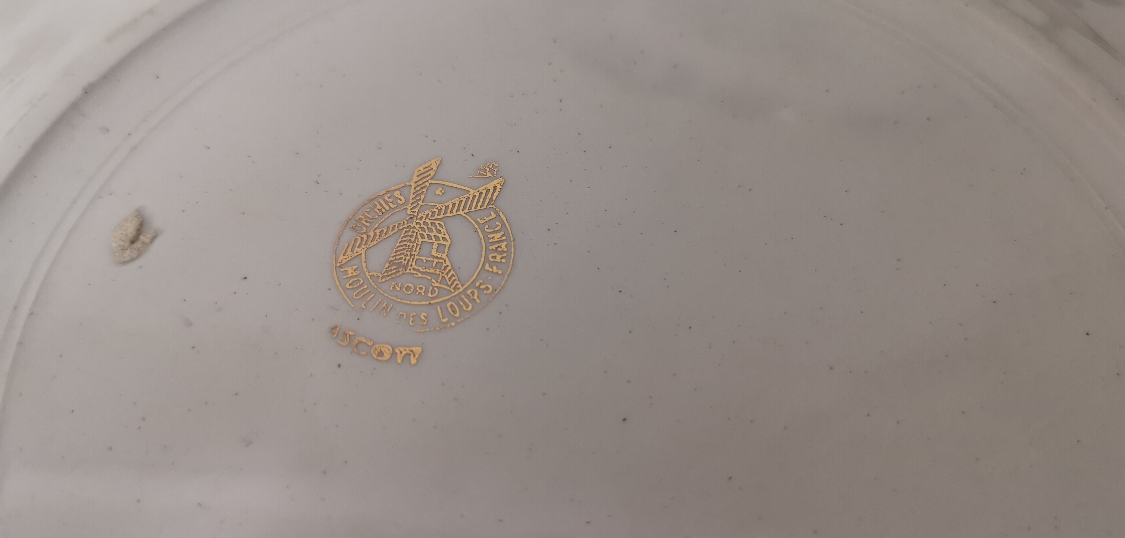 Set of 8 old dessert plates in French earthenware Moulin des Loups from the 50s