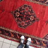 Tapis persan Hamadan vintage fait main, 136 cm x 210 cm, années 1960