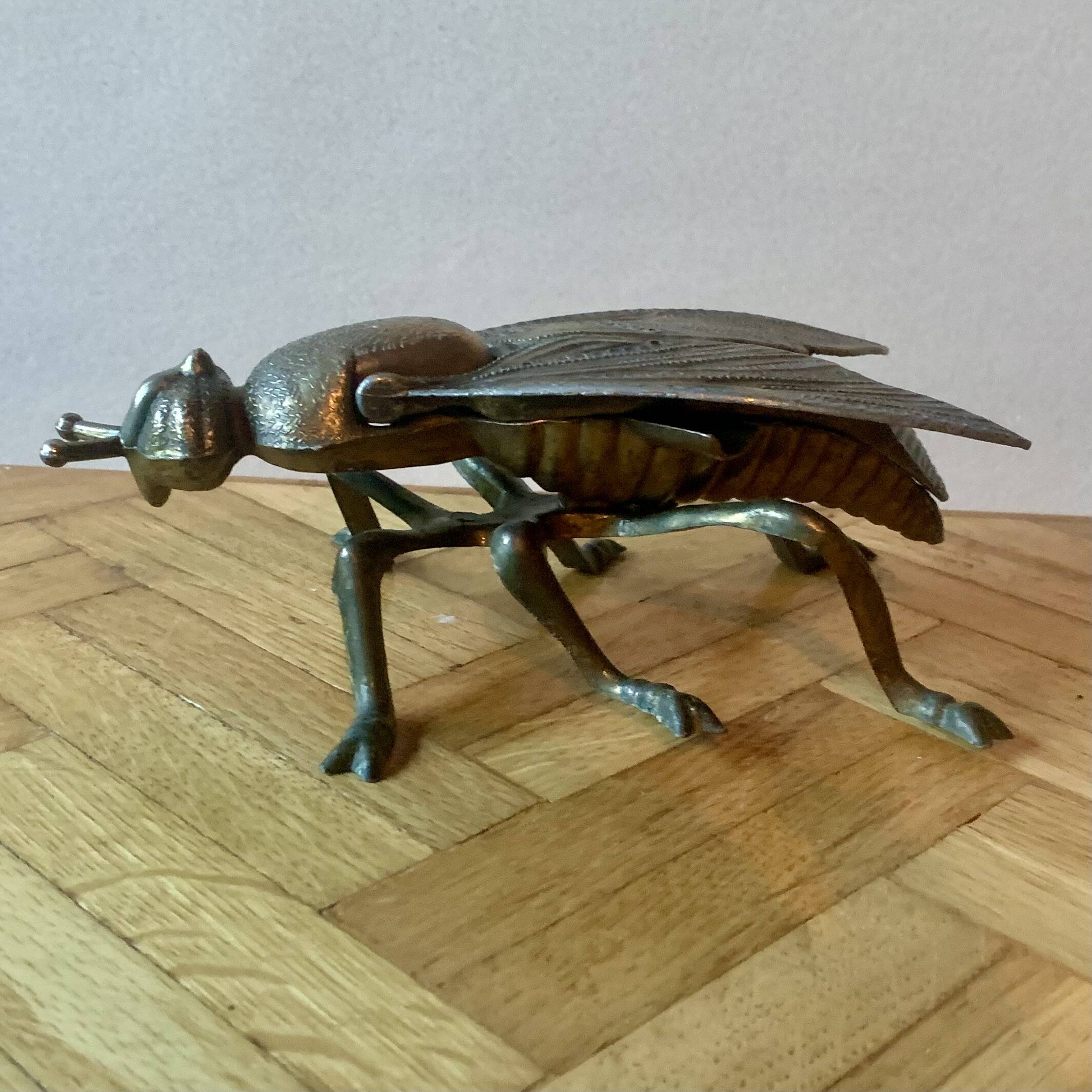 Vintage brass ashtray in the shape of a fly