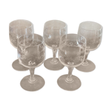 5 glasses with crystal legs decoration flowers