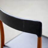 Scandinavian chair, vintage Scandinavian teak and black leatherette chair, living room chair