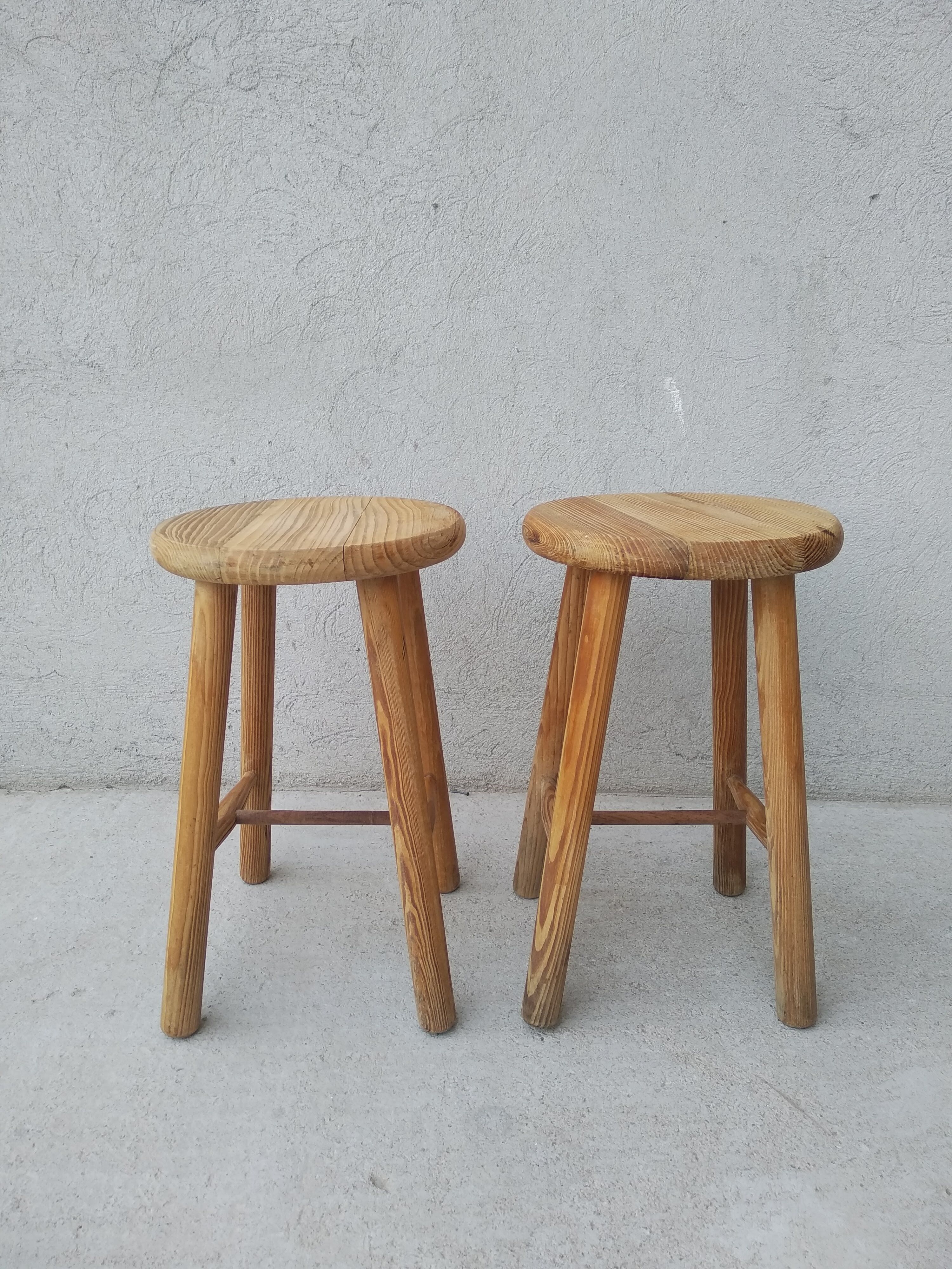 Set of 2 vintage pine stools