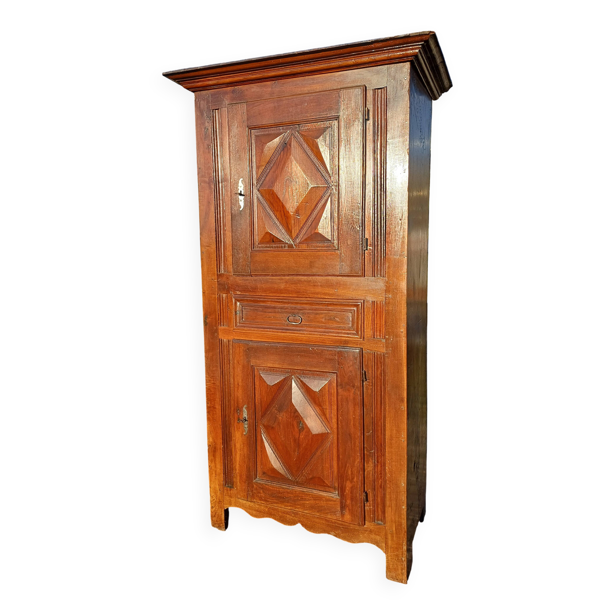 Armoire 2 portes , 1 tiroir chéne 19 éme