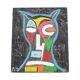 Abstract Owl Painting on Canvas – Contemporary Art – 55 cm