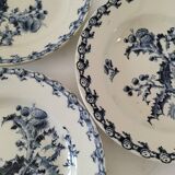 Trio of Gien soup plates – Chardon model in navy blue
