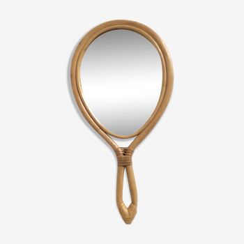 Mirror in rattan, face to hand  36x24cm