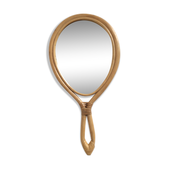 Mirror in rattan, face to hand  36x24cm
