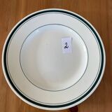 7 assiettes plates liserés vert sapin Moulin des loups
