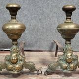 Pair of 18th century gilt bronze andirons with marmosets