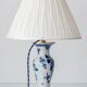 Table Lamp 'Chinoiserie' Blue and White from Delft, 1978, New Silk Shade