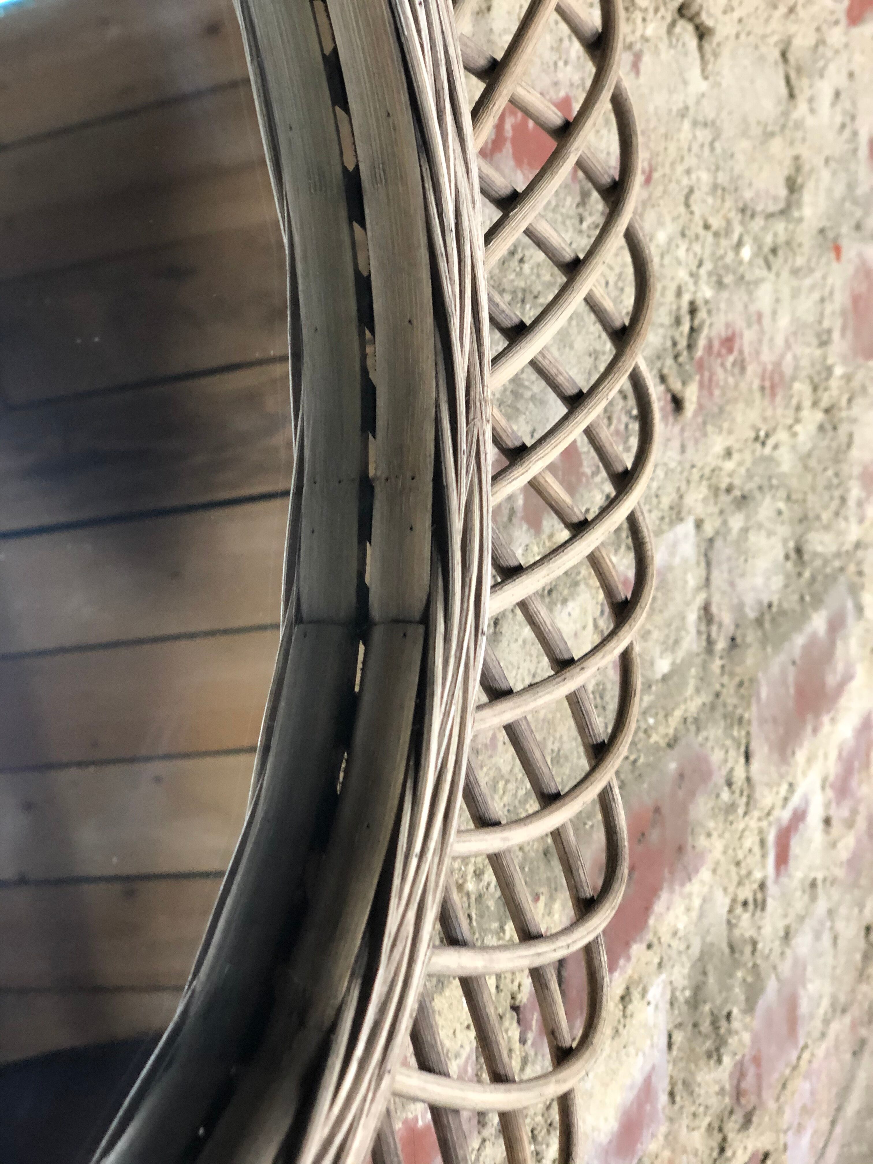 Natural braided rattan mirror diameter 58 cm