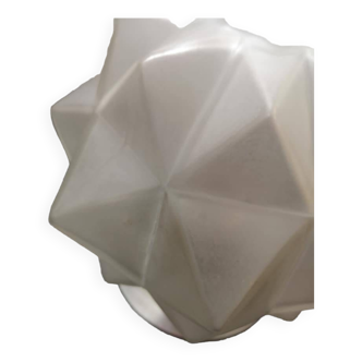 Ancien plafonnier globe verre opalescent etoile polyedre modèle rare Ø 18 cm ART DECO 1930