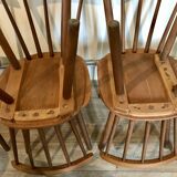 Set of 8 vintage chairs with bars and compass legs 1960