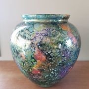 Eglomise Lacquered Glass Vase Line