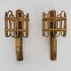 Pair of rattan bamboo lantern wall lights. 1950s-1960s