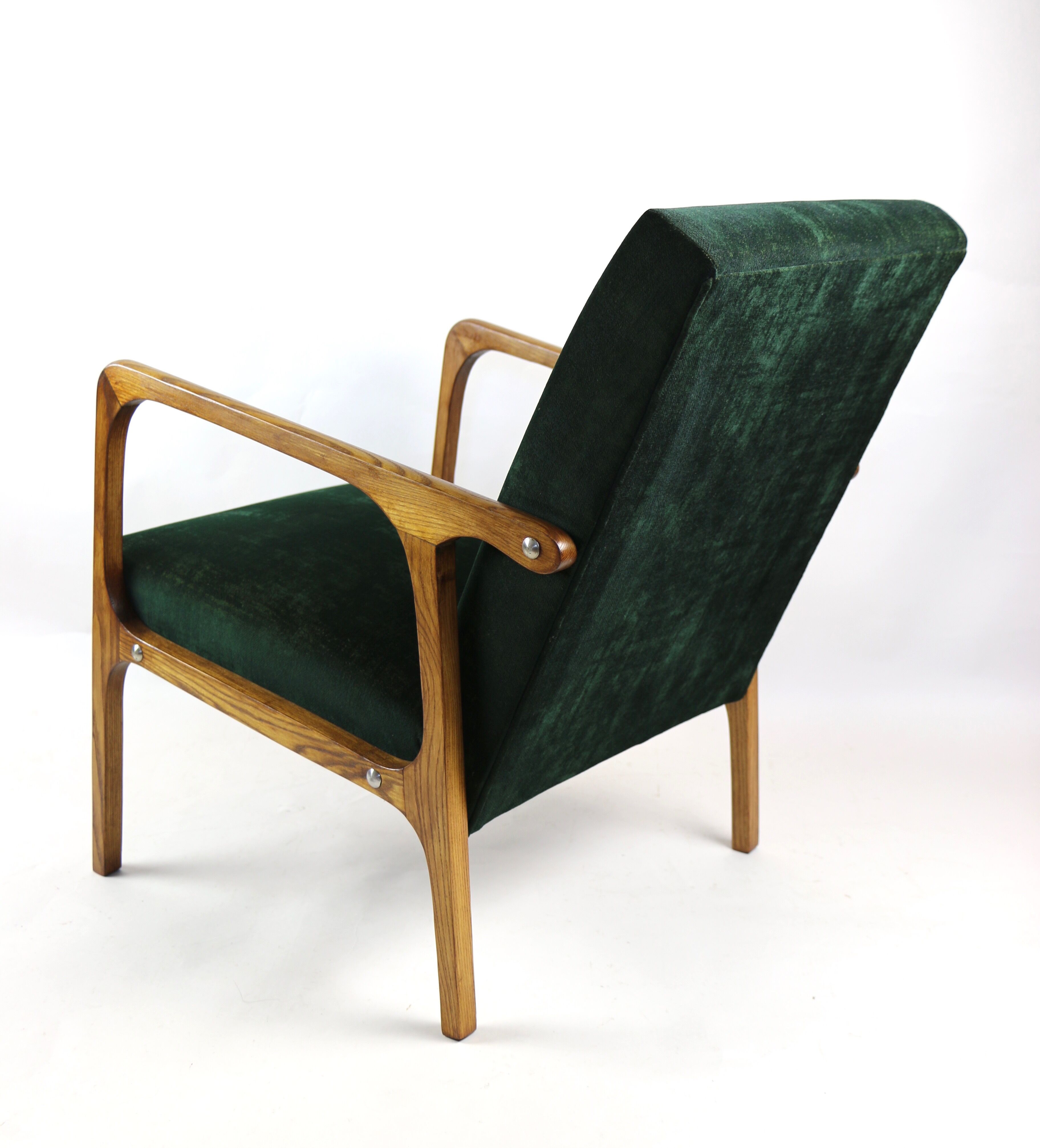 Fauteuil vintage en velours vert, années 1970