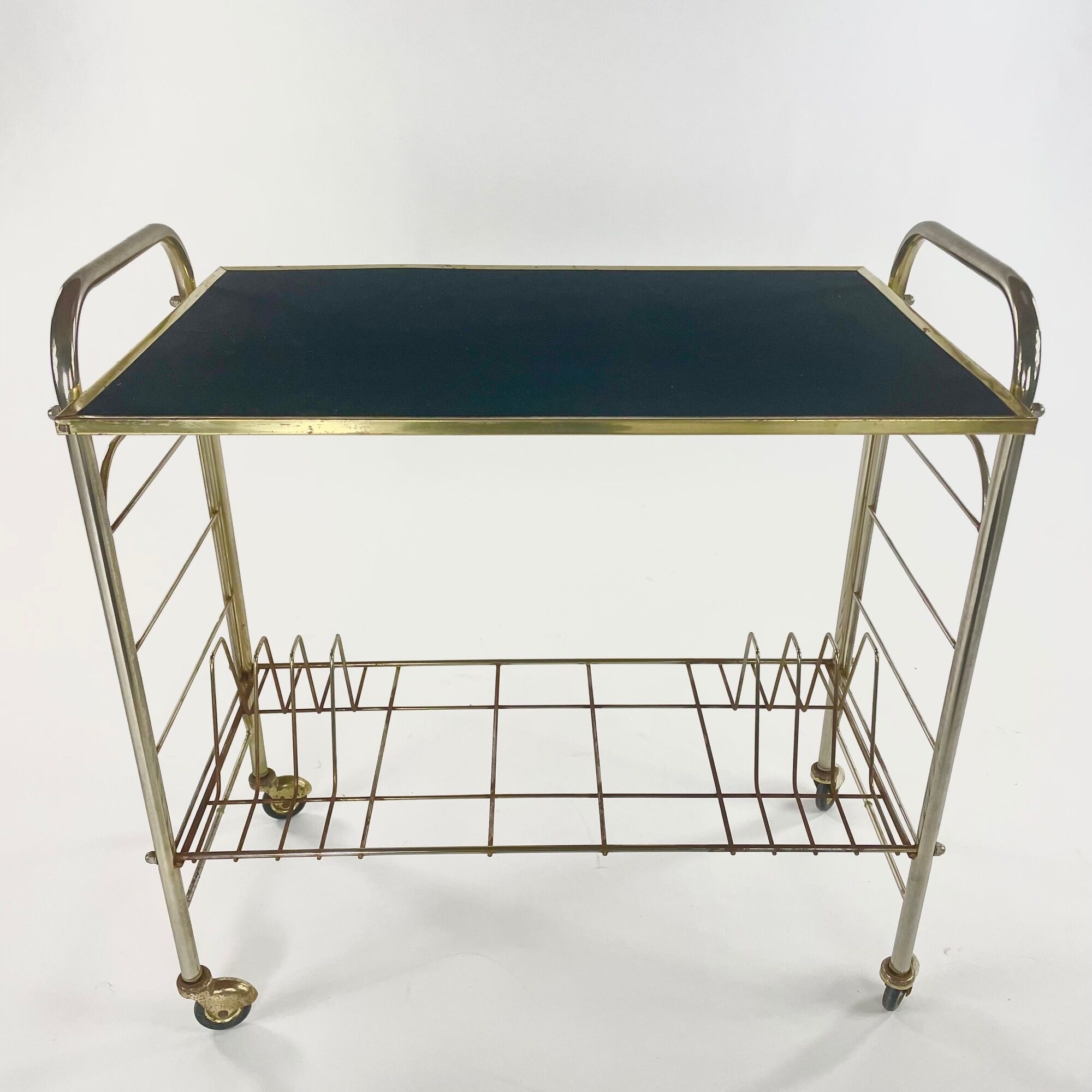 Hi_Fi furniture, brass and black velvet, circa 1970