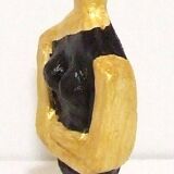 Fertility statue woman inspired by Cycladic idol Greece in cement