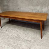 Vintage oak farm table with compass legs, 1950s