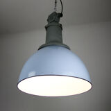 Vintage light blue enamel industrial factory pendant light from ElKo, 1960s