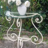 Wrought iron half-moon console