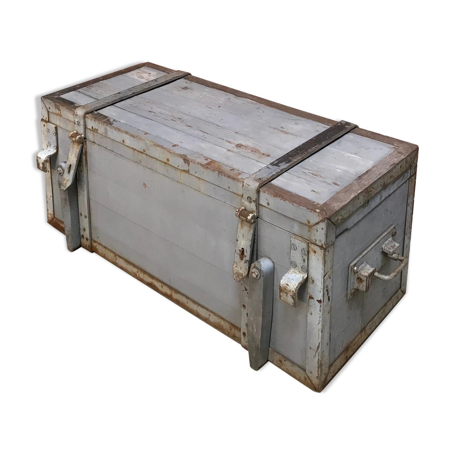 Wooden military transport trunk