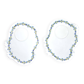 Set of 2 limoges porcelain saucer plates, barbeau bleuet model