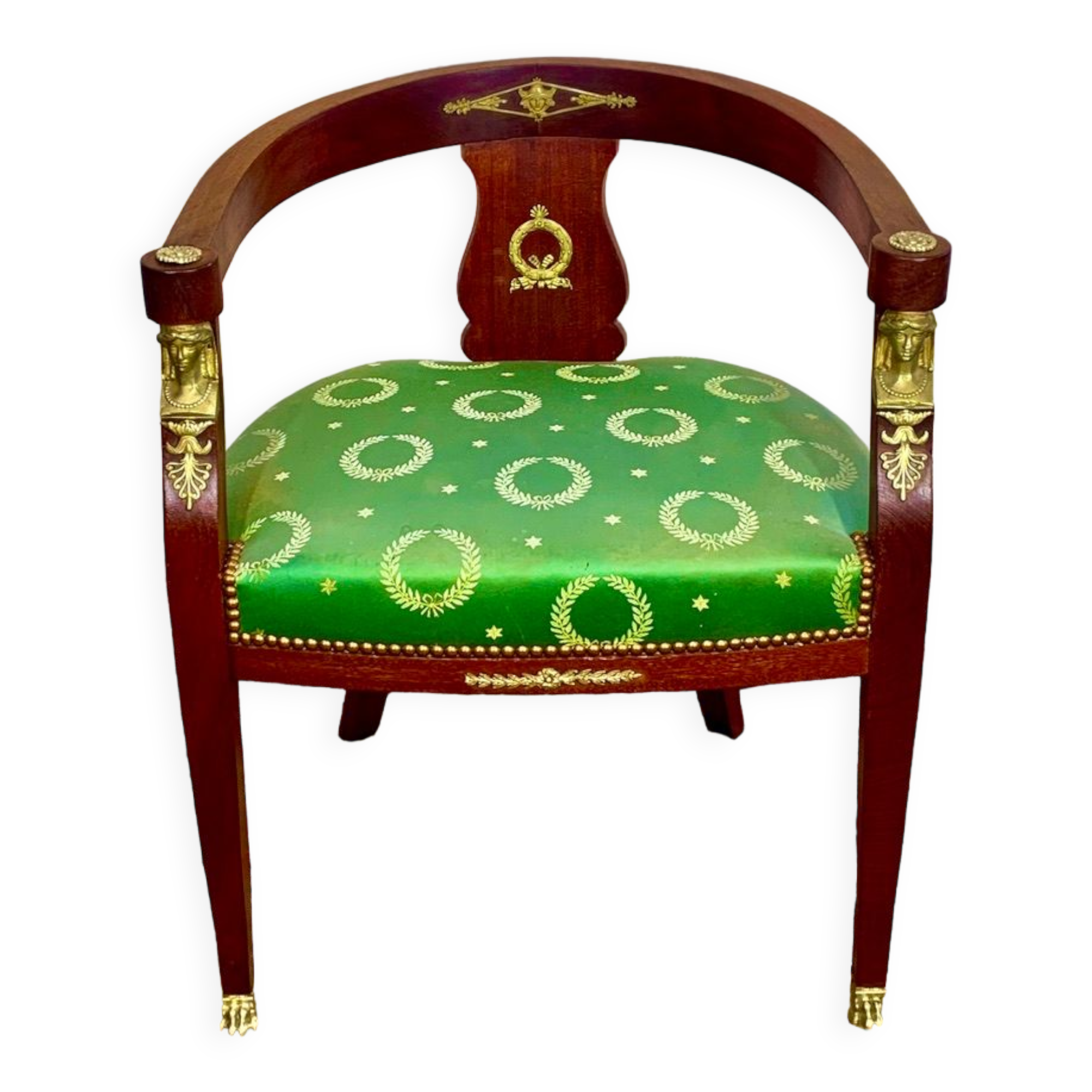 office armchair style empire return from egypt, in mahogany and gilded bronzes