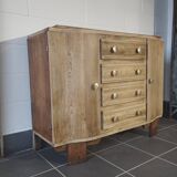 Art Deco oak and leather chest of drawers