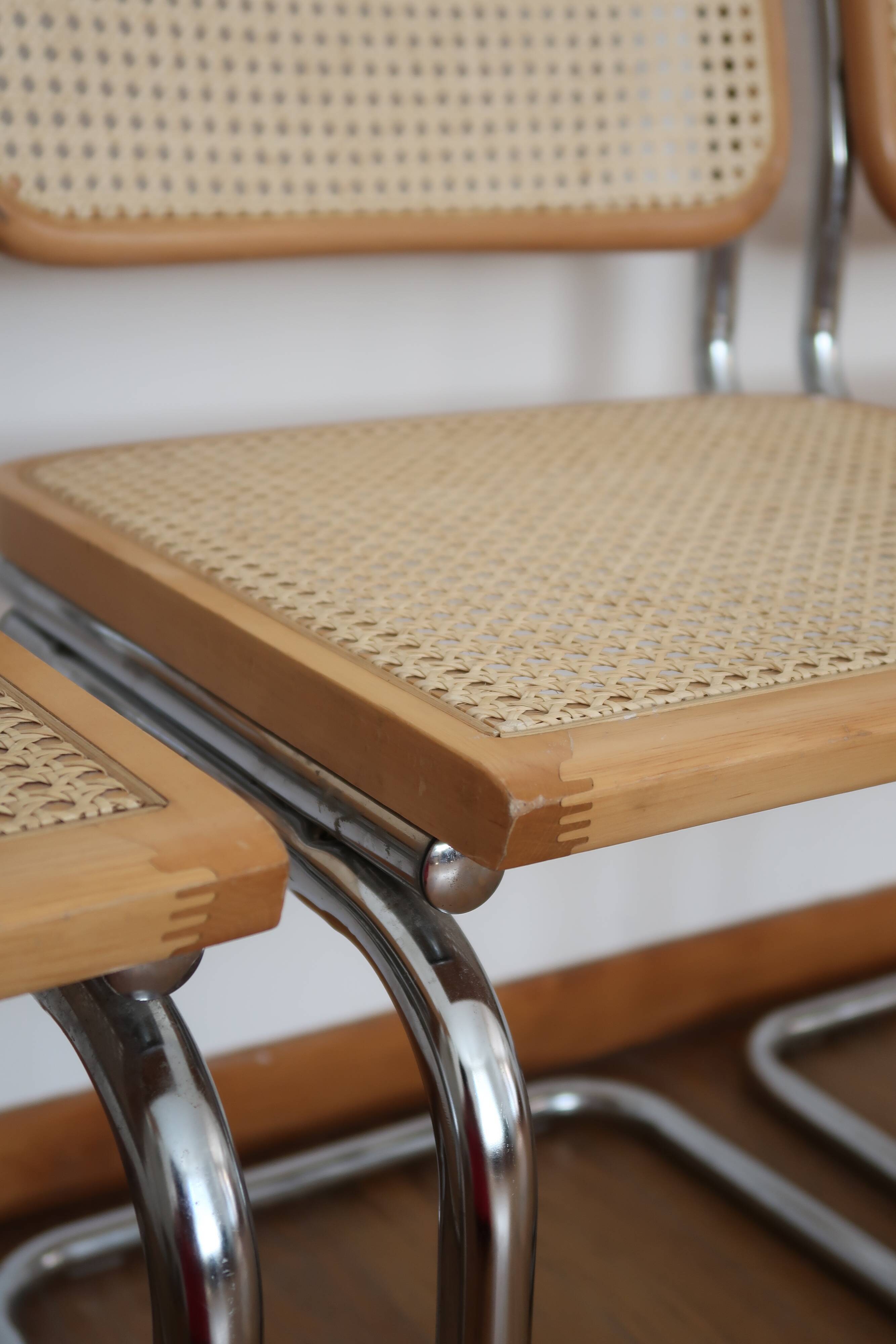 4 chairs cannage and chrome