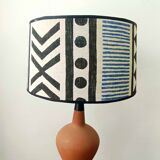 Large terracotta lamp and vintage tribal lampshade