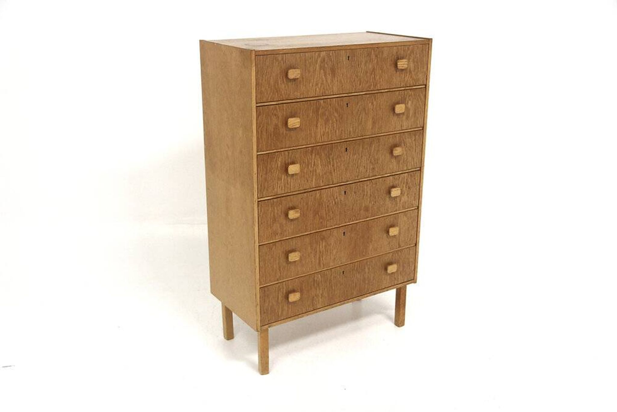 Scandinavian "tallboy" chest of drawers in oak, Sweden, 1960.