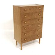Scandinavian "tallboy" chest of drawers in oak, Sweden, 1960.