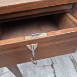 Louis XVI style minister's desk in solid walnut, 4 drawers, old manufacture