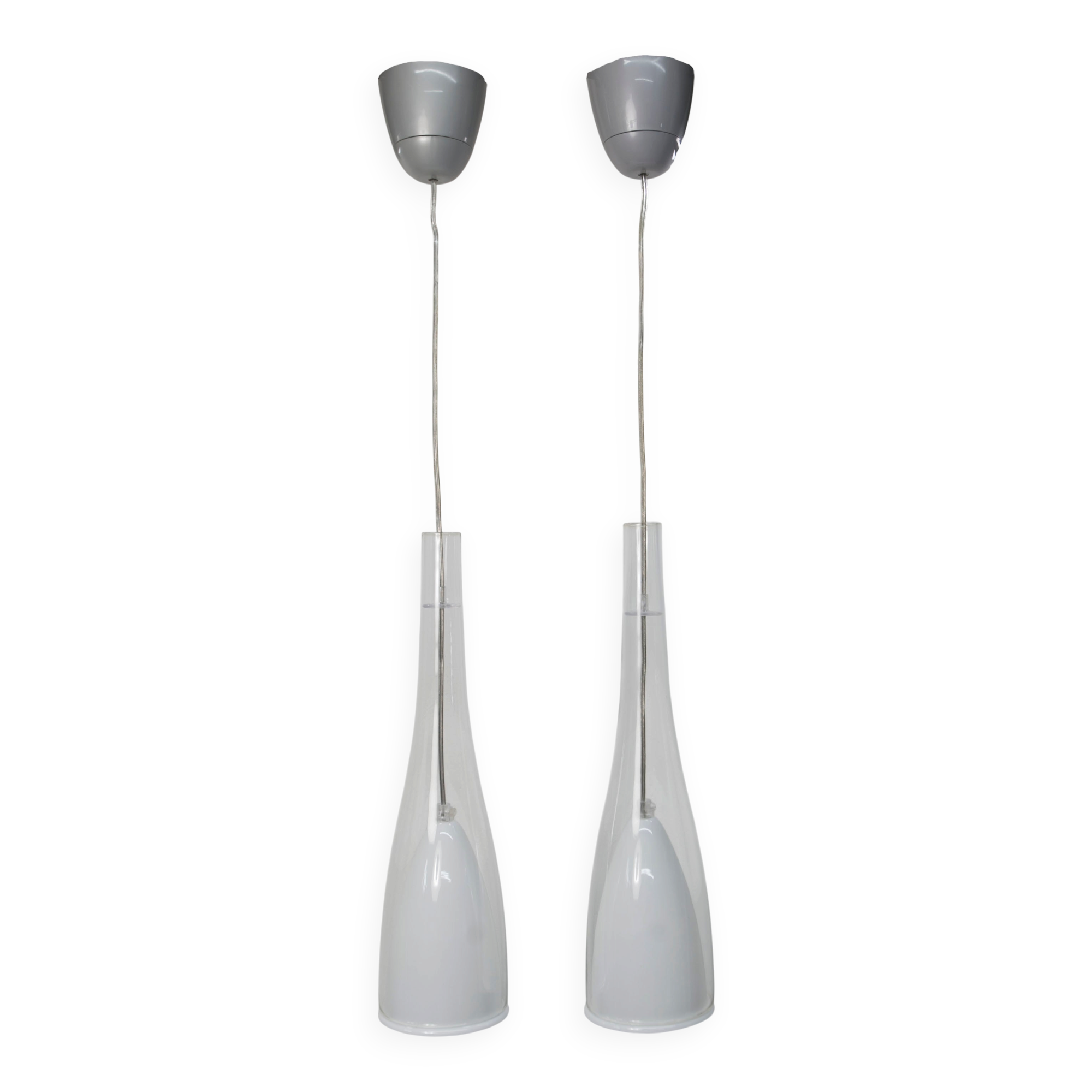IKEA Klockspel 1980 pair of pendant lights cleaned and functional.