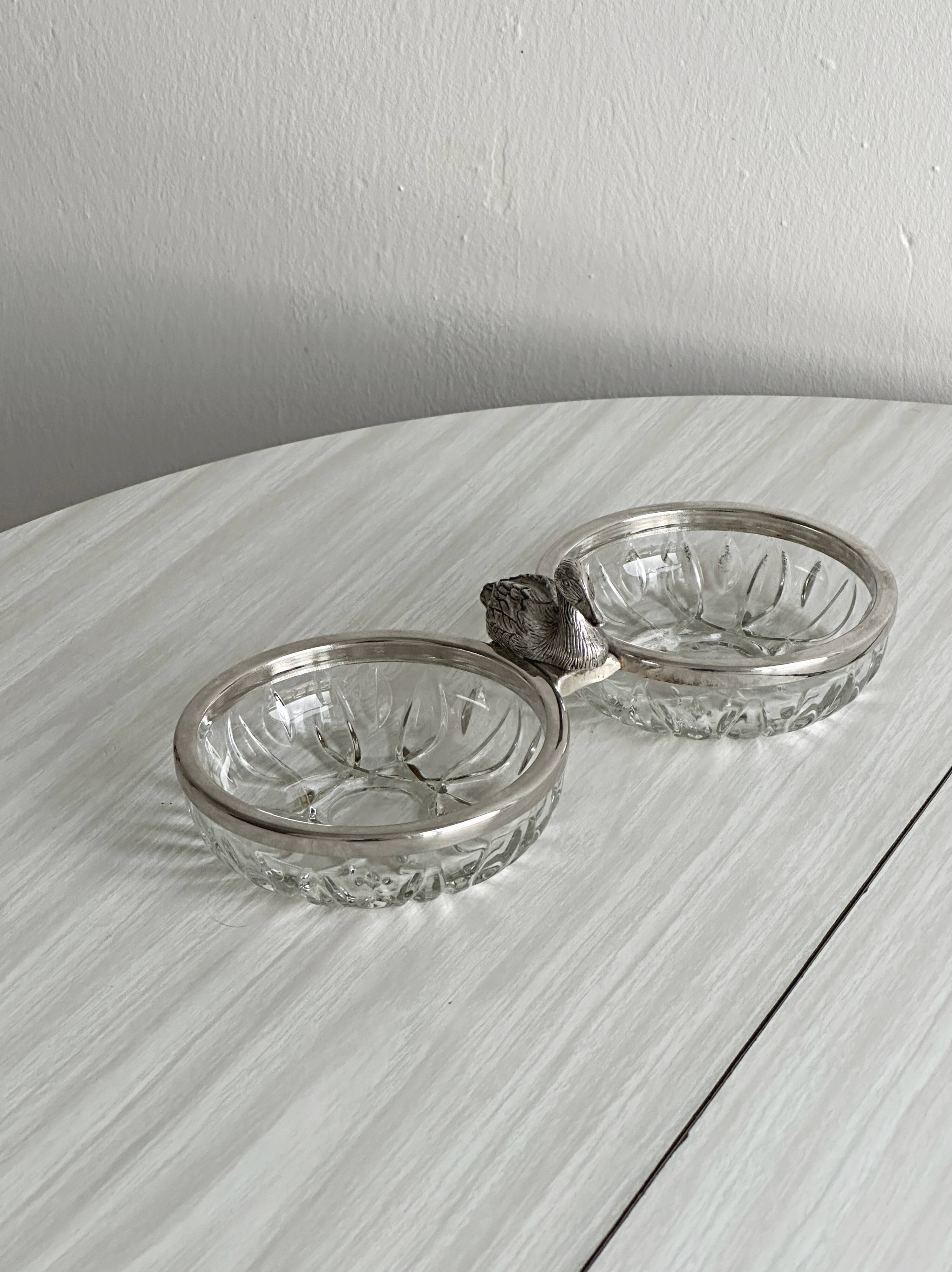 Double cut glass bowl