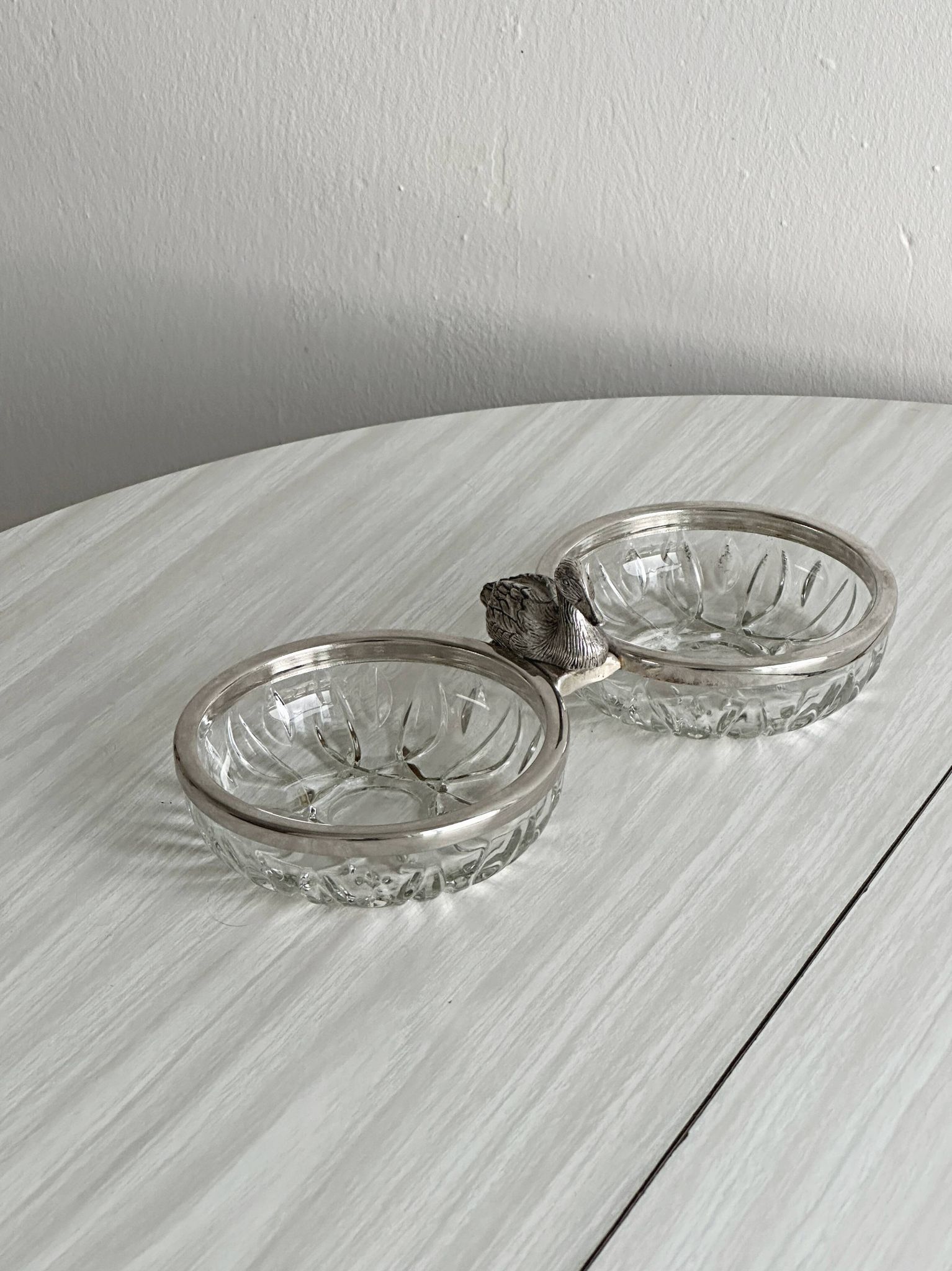 Double coupelle en verre ciselé