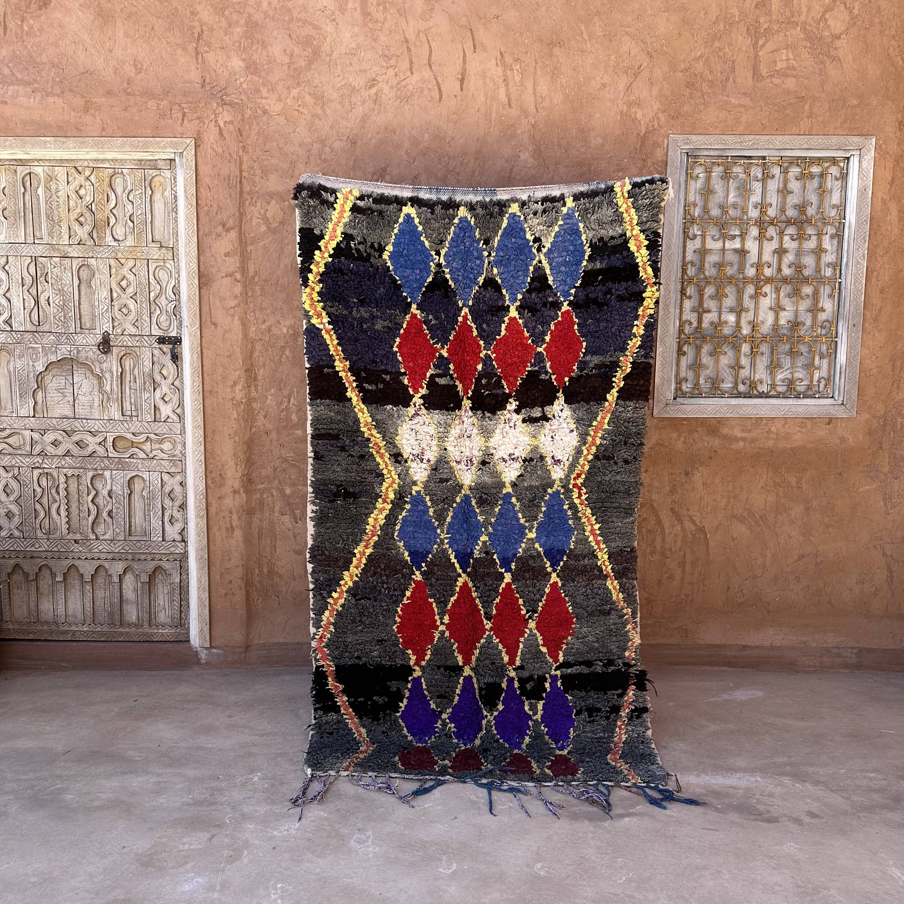 Moroccan carpet boucherouite colored - 116 x 213 cm