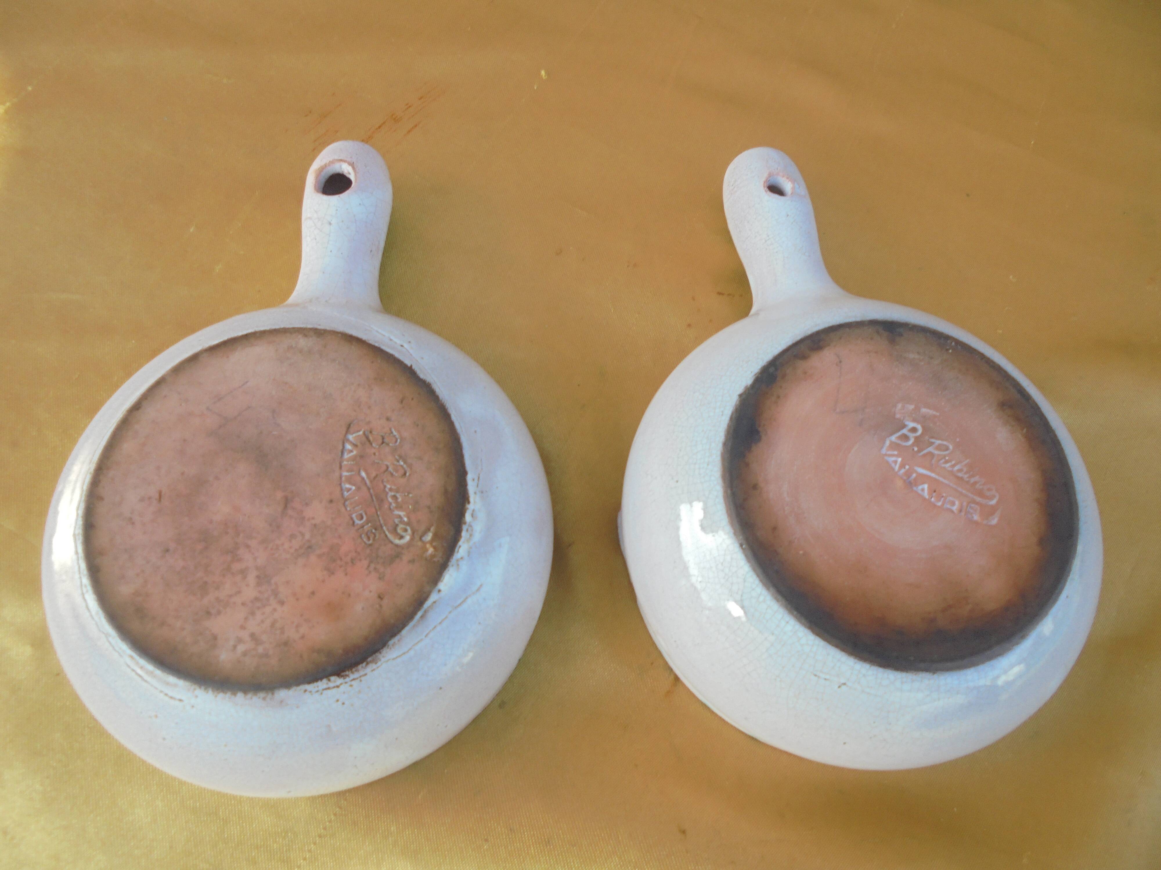 Vallauris 2 caquelons Signed B. Rubino