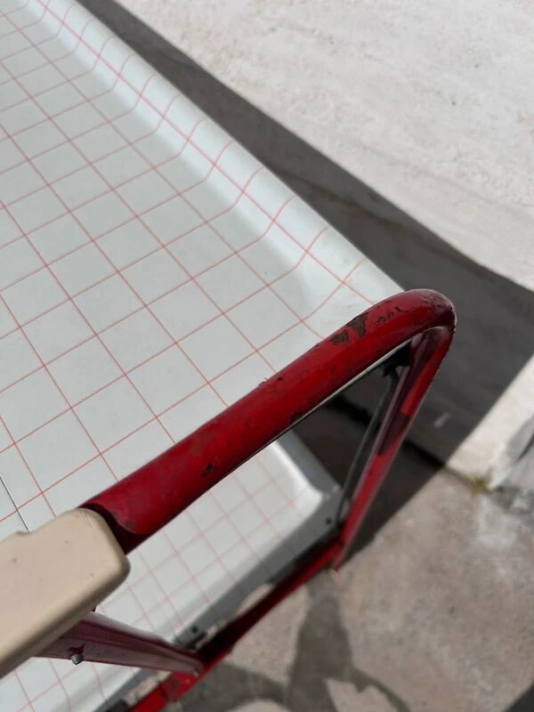 Vintage 70s Folding Table - Red Frame & Checkered Formica Tops