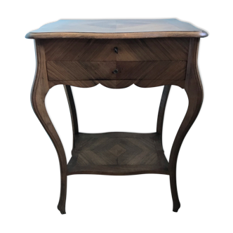 Sewing furniture in inlaid veneer wood Louis XV style with drawer