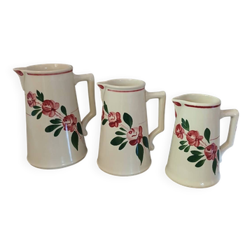 3 antique Sarreguemines pitchers