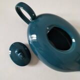 Vintage design teapot – cat model – duck blue glazed ceramic