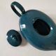 Vintage design teapot – cat model – duck blue glazed ceramic