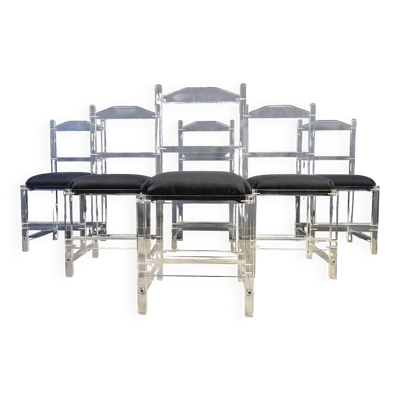 6 chaises de salle à manger en lucite, années 1970