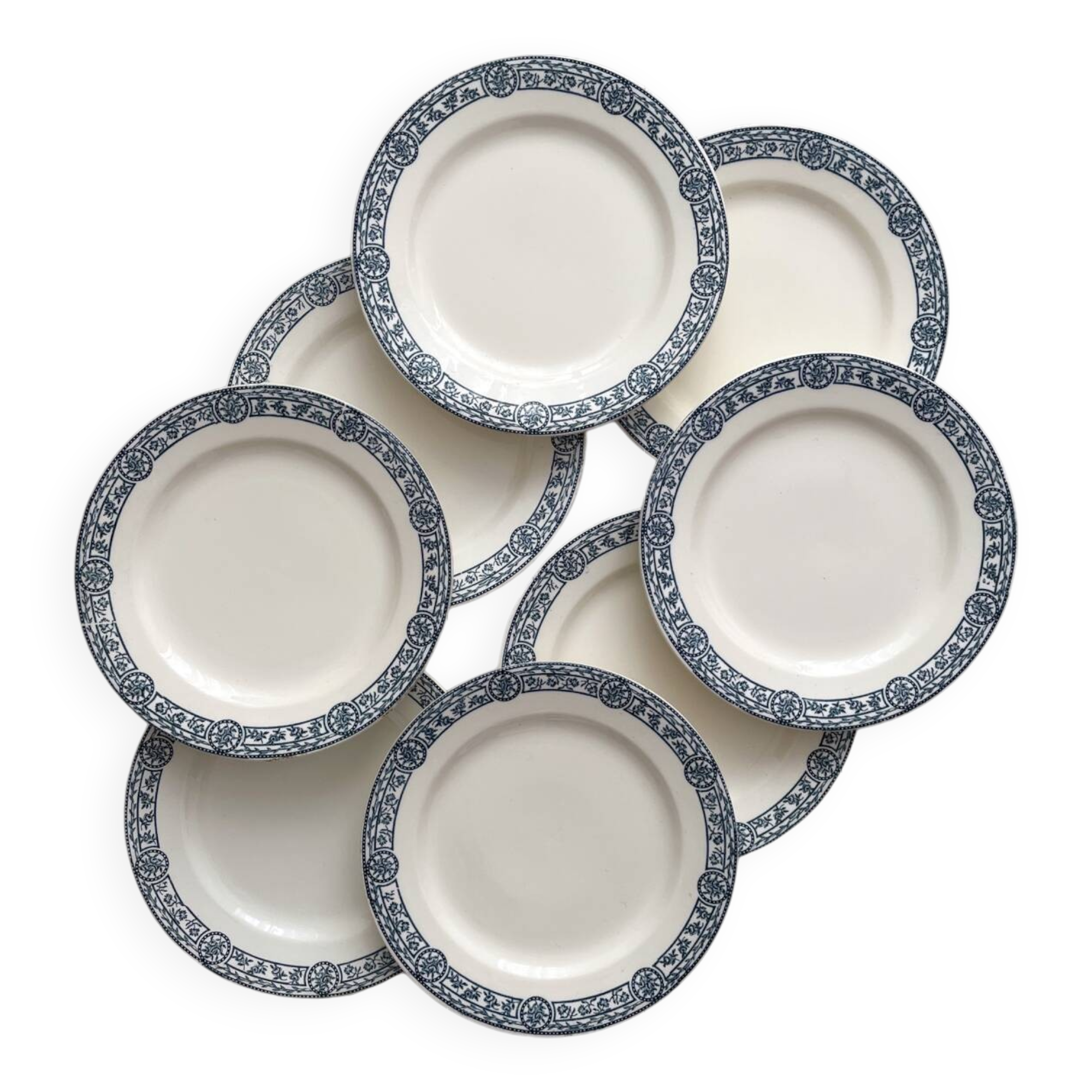 8 flat ironstone plates “Bristol” Salins