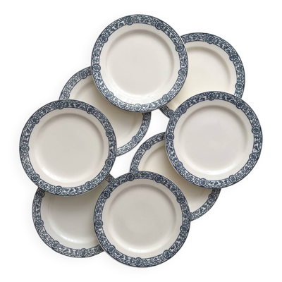8 assiettes plates en terre de fer « Bristol » Salins